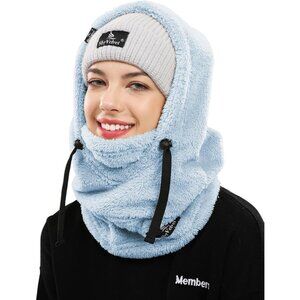 Women's Balaclava Wind-Resistant Winter Face Mask Fleece Ski Mask Hat Sky Blue